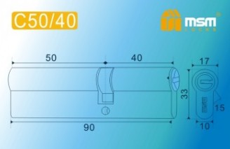 Цилиндровый механизм перфорированный MSM ключ-ключ C50/40mm