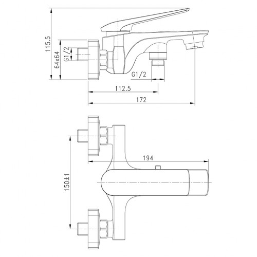 Смеситель для ванны Lemark Allegro LM5914CW
