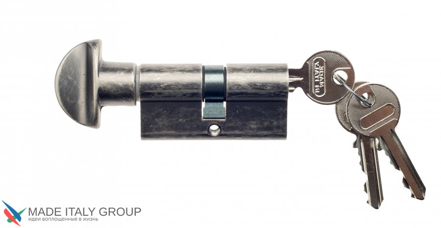 Цилиндровый механизм Venezia 25/10/35 античное серебро вертушка-ключ