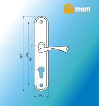 Дверная ручка на планке MSM 405-85K-L SN матовый никель