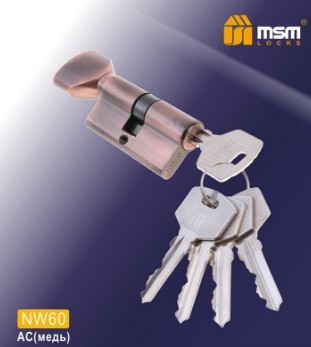 Цилиндровый механизм простой MSM ключ-вертушка NW60mm AC медь