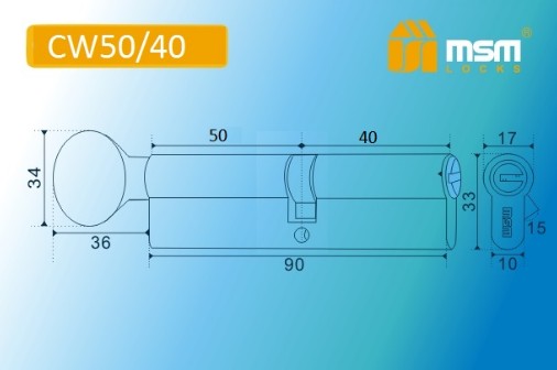 Цилиндровый механизм перфорированный MSM ключ-вертушка CW50/40mm