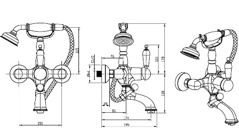 Смеситель для душа Boheme Crystal 283-CRST