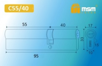 Цилиндровый механизм перфорированный MSM ключ-ключ C55/40mm