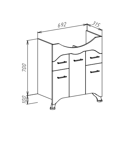 Тумба с раковиной Bellezza "Дрея 75" белая 