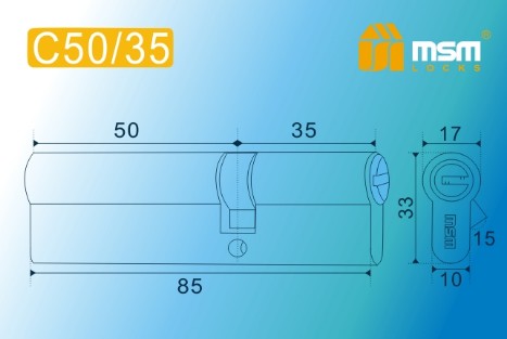 Цилиндровый механизм перфорированный MSM ключ-ключ C50/35mm