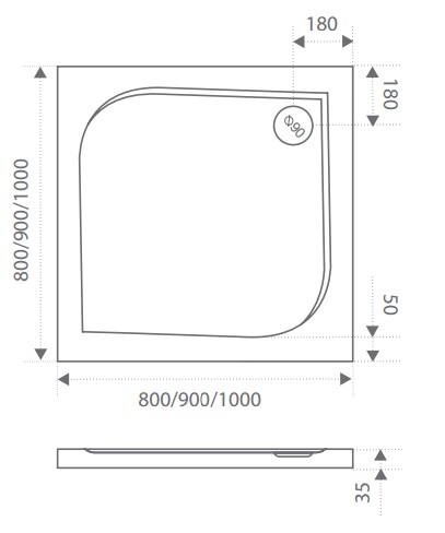 Душевой поддон Good Door Квадро 90x90 + ножки + экран + слив Ф85