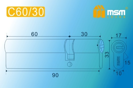Цилиндровый механизм перфорированный MSM ключ-ключ C60/30mm