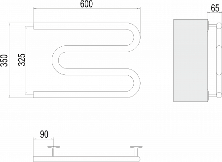 Полотенцесушитель электрический TERMINUS Электро 25 Ш-обр 500х800