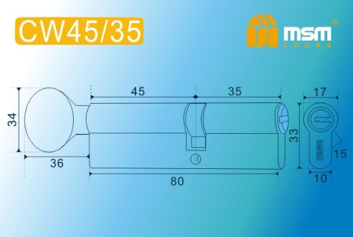 Цилиндровый механизм перфорированный MSM ключ-вертушка CW45/35mm