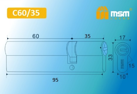 Цилиндровый механизм перфорированный MSM ключ-ключ C60/35mm