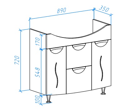 Тумба с раковиной Bellezza "Глория 85" белая с б/к