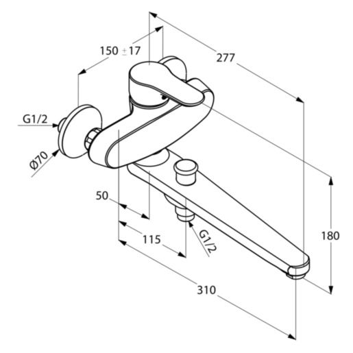 Смеситель для ванны Kludi Objekta DN 15 324910575