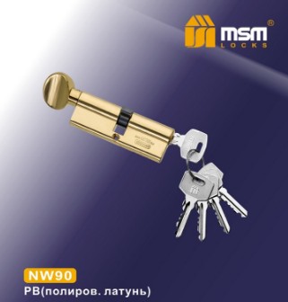 Цилиндровый механизм простой MSM ключ-вертушка NW90mm PB полированная латунь