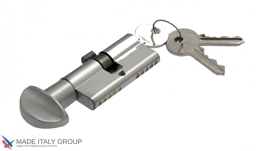 Цилиндровый механизм Venezia 25/10/35 матовый хром вертушка-ключ