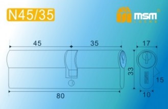 Цилиндровый механизм простой MSM ключ-ключ N45/35mm