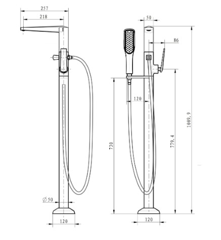 Смеситель напольный Boheme VENTURO 379-B