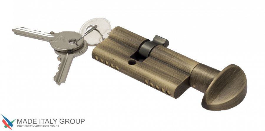 Цилиндровый механизм Venezia 25/10/35 матовая бронза ключ-вертушка