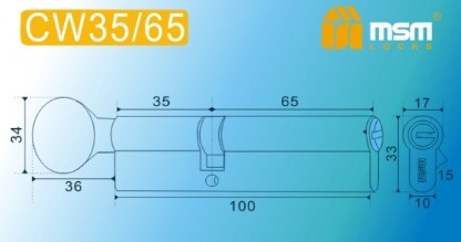 Цилиндровый механизм перфорированный MSM ключ-вертушка CW35/65mm