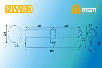 Цилиндровый механизм простой MSM ключ-вертушка NW80mm SN матовый никель