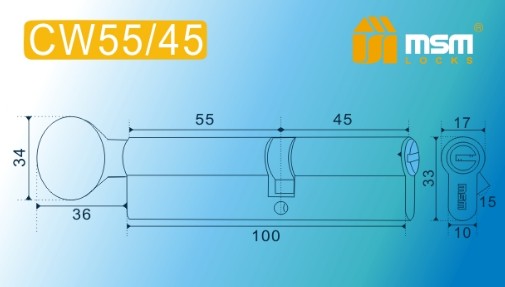 Цилиндровый механизм перфорированный MSM ключ-вертушка CW60/40mm