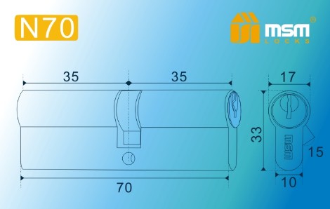 Цилиндровый механизм простой MSM ключ-ключ N70mm SB матовая латунь