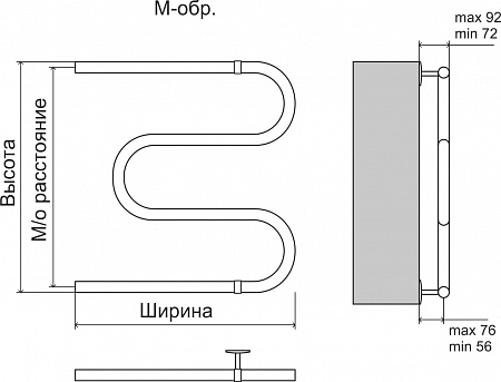 Полотенцесушитель водяной TERMINUS Эконом М-обр AISI 32х2 500х700