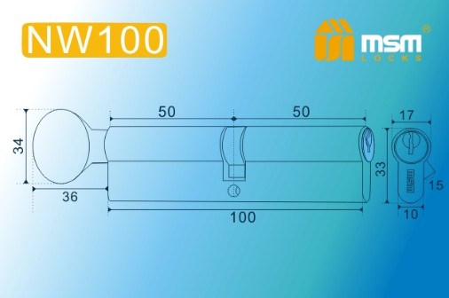 Цилиндровый механизм простой MSM ключ-вертушка NW100mm