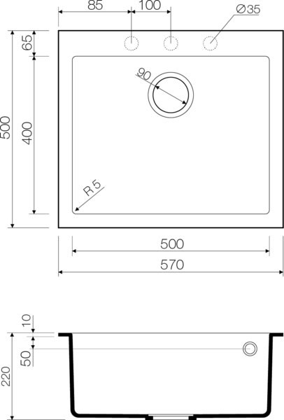 Кухонная мойка Omoikiri Bosen 57