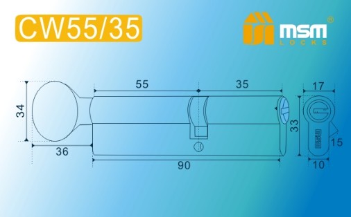 Цилиндровый механизм перфорированный MSM ключ-вертушка CW55/35mm
