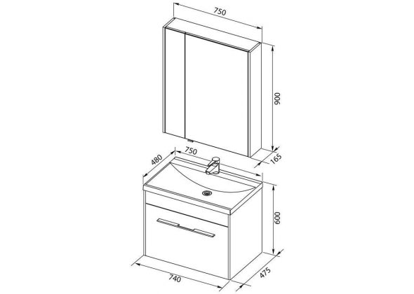 Мебель для ванной Aquanet "Августа 75" белый