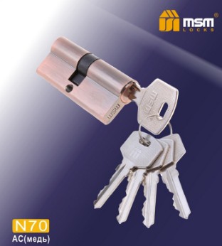 Цилиндровый механизм простой MSM ключ-ключ N70mm AC медь