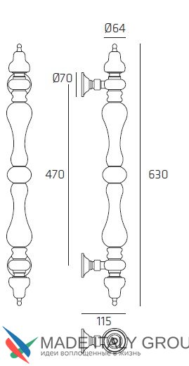 Ручка скоба Venezia "MARGHERITA" 625мм (465мм)