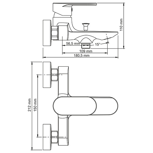 Смеситель для ванны с душем WasserKraft Elbe 7401