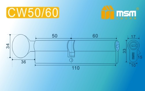 Цилиндровый механизм перфорированный MSM ключ-вертушка CW50/60mm