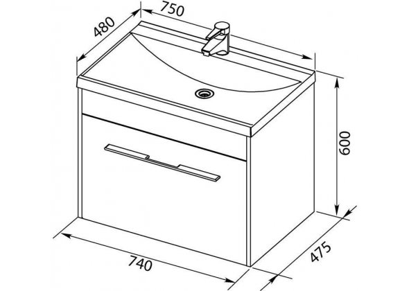 Тумба с раковиной Aquanet "Августа 75" белая