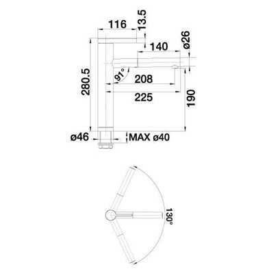 Смеситель для кухни Blanco Linee-S (зеркальная нержавеющая сталь)