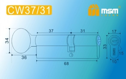 Цилиндровый механизм перфорированный MSM ключ-вертушка CW37/31mm