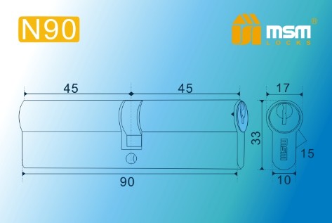 Цилиндровый механизм простой MSM ключ-ключ N90mm PB полированная латунь