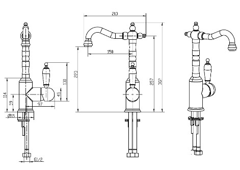 Смеситель для раковины высокий Boheme Crystal 302-CRST