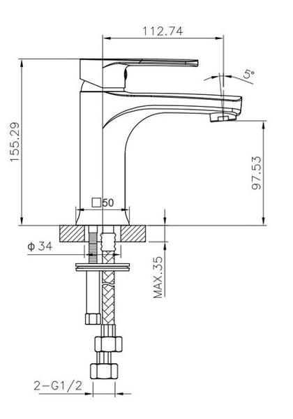 Смеситель для раковины Caprigo Atlantic 51-020-crm