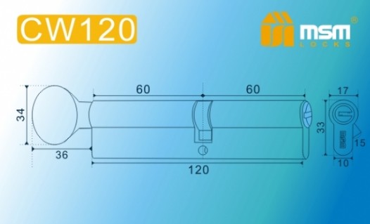 Цилиндровый механизм перфорированный MSM ключ-вертушка CW120mm
