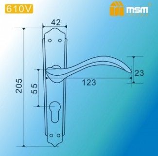 Дверная ручка на планке MSM 610V SN матовый никель