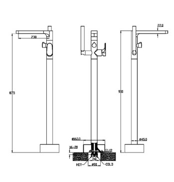 Смеситель напольный Boheme SPECTRE 459-NB