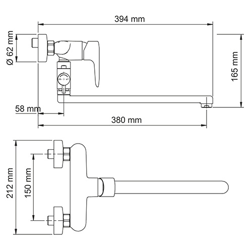 Смеситель для ванны с душем с длинным изливом WasserKraft Vils 5602L