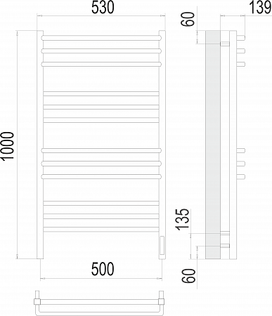 Полотенцесушитель электрический TERMINUS Соренто П12 500х1000 электро (sensor quick touch)