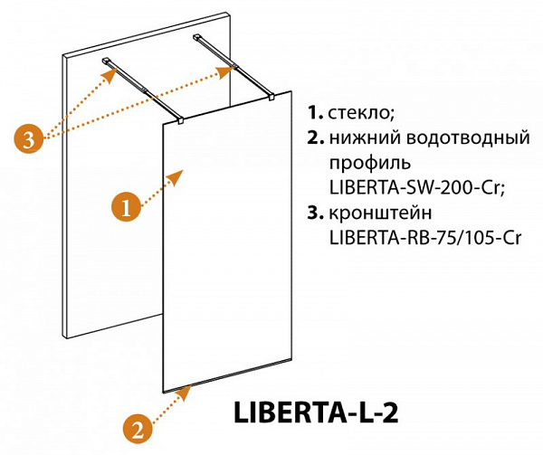 Душевая перегородка Cezares LIBERTA-L-2-115-C-NERO