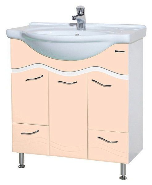 Тумба с раковиной Bellezza "Мари 75" белая/бежевая