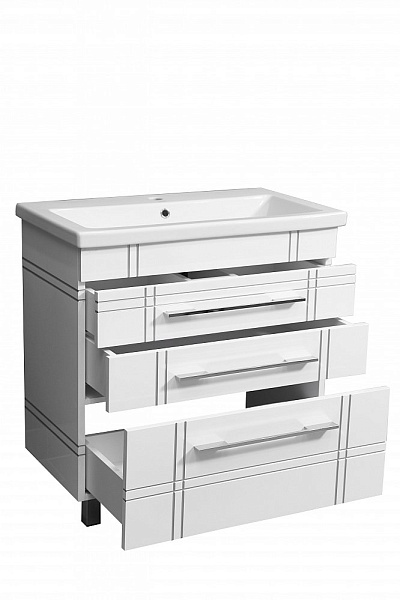 Тумба с раковиной Stella "Опера 80" патина серебро