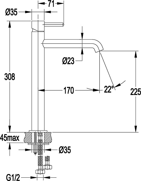 Смеситель для раковины Omnires Y 1212 золото